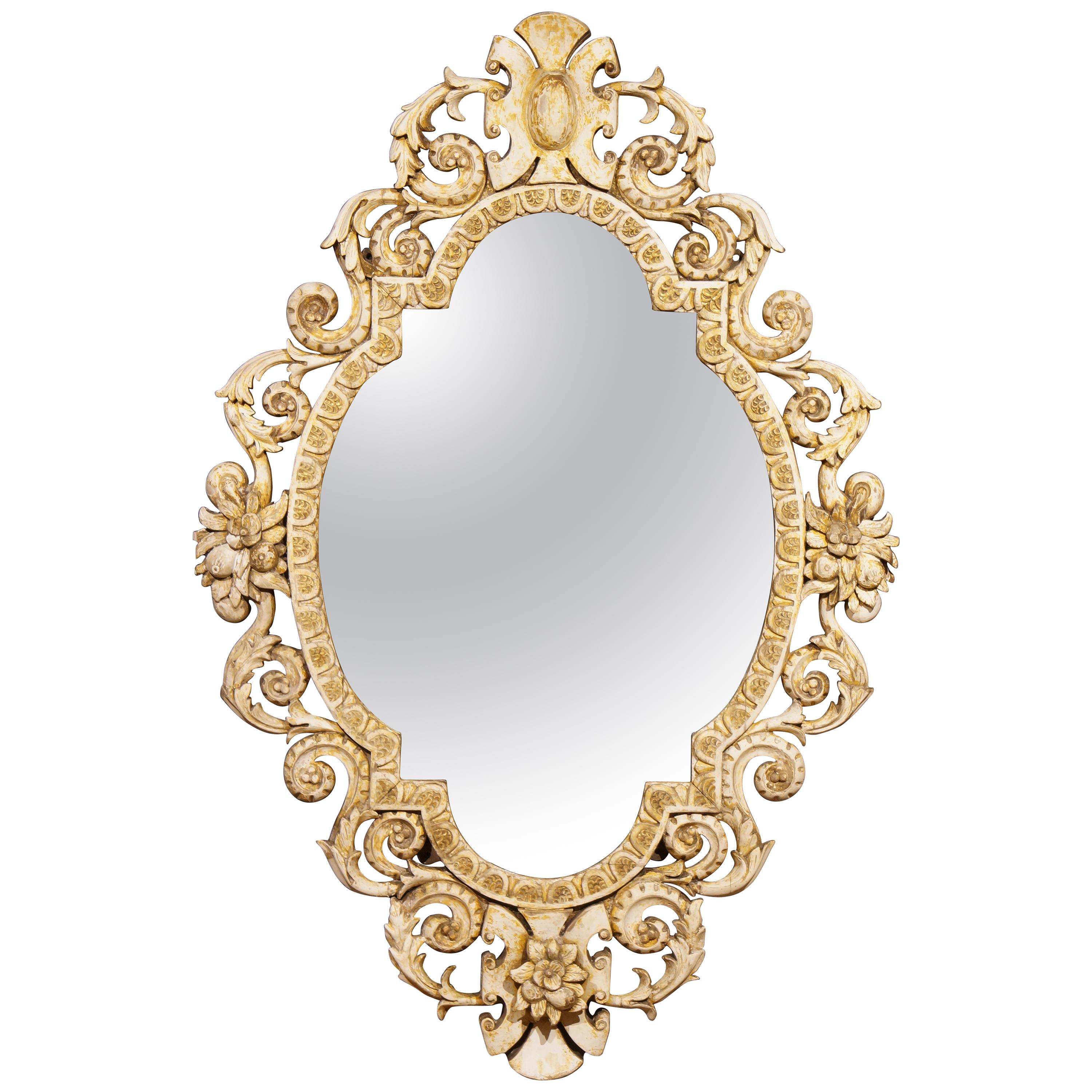 19th Century Oval Baroque Portrait Mirror For Sale