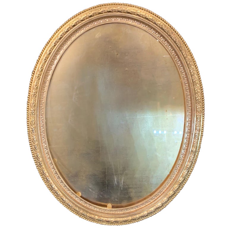 Wonderful French Large Oval Bronze Ormolu Garland Embossed Picture