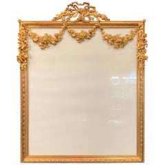 Vintage Wonderful French Large Bronze Ormolu Bow Top Garland Swag Picture Frame