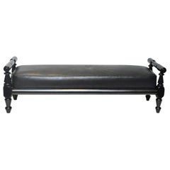 American Empire Leather Bedpost Bench