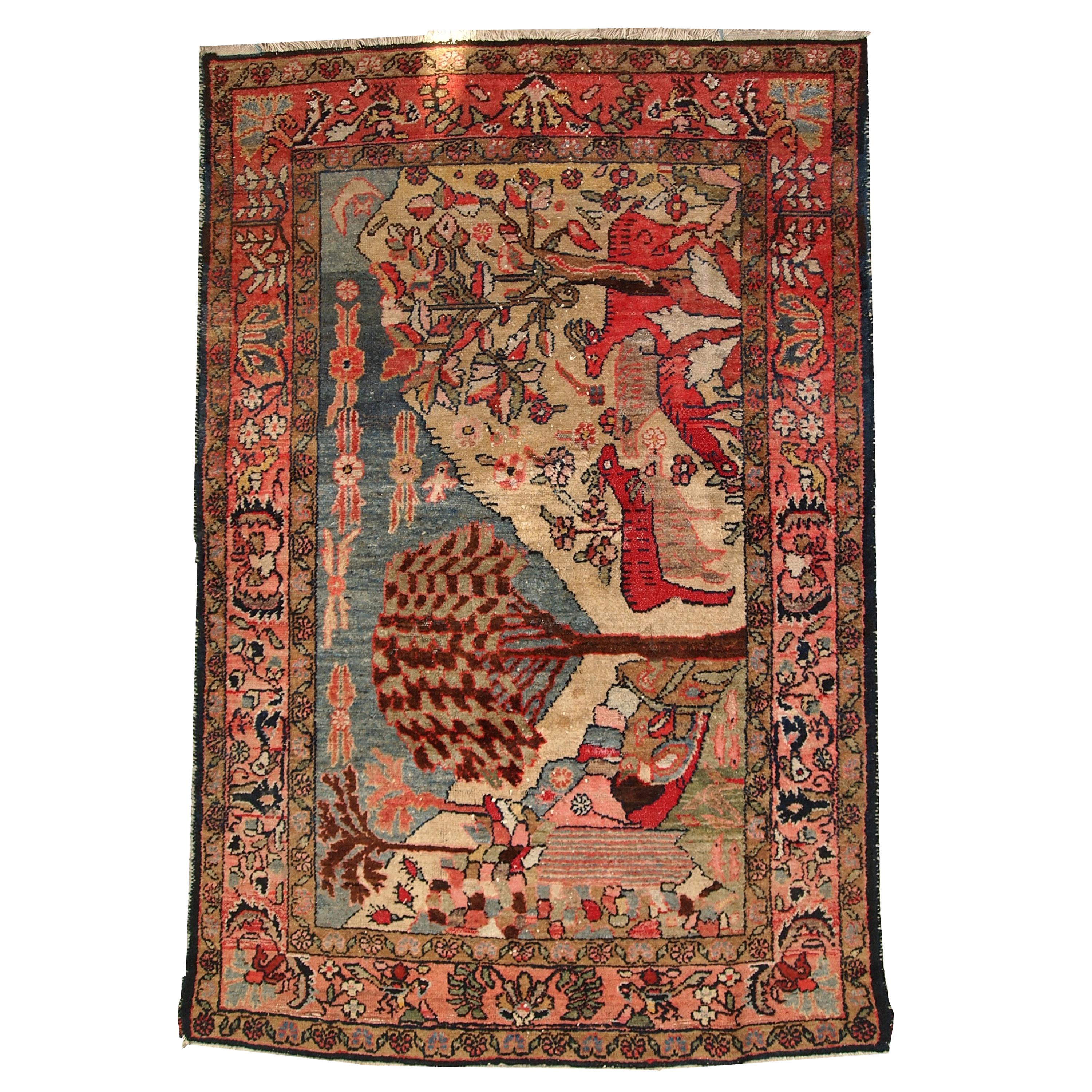 Handmade Antique Malayer Style Rug, 1920s, 1C248