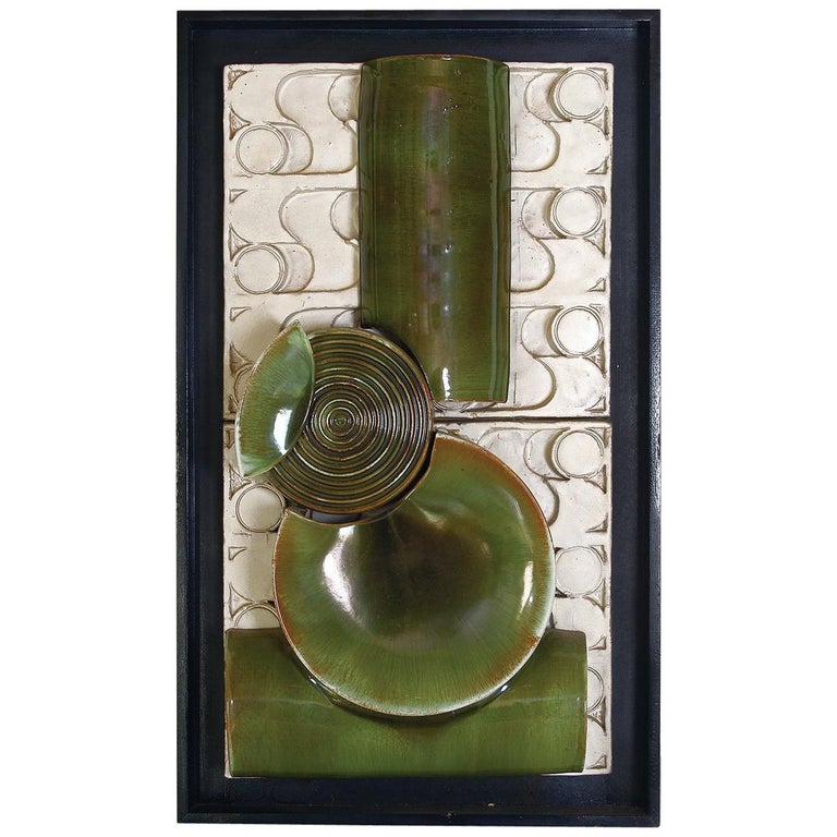 3D Framed and WallMounted Constructivist Ceramic Art Sculpture, 1960s1970s For Sale at 1stDibs