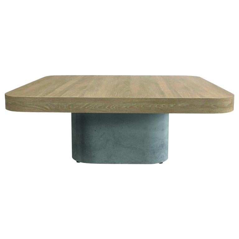 Oak Wooden and Concrete Design Coffee Table