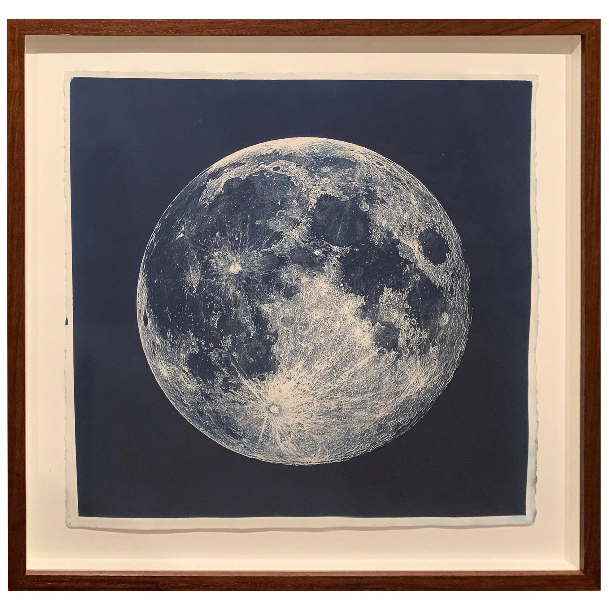 Framed Cyanotype of the Near Side of the Moon