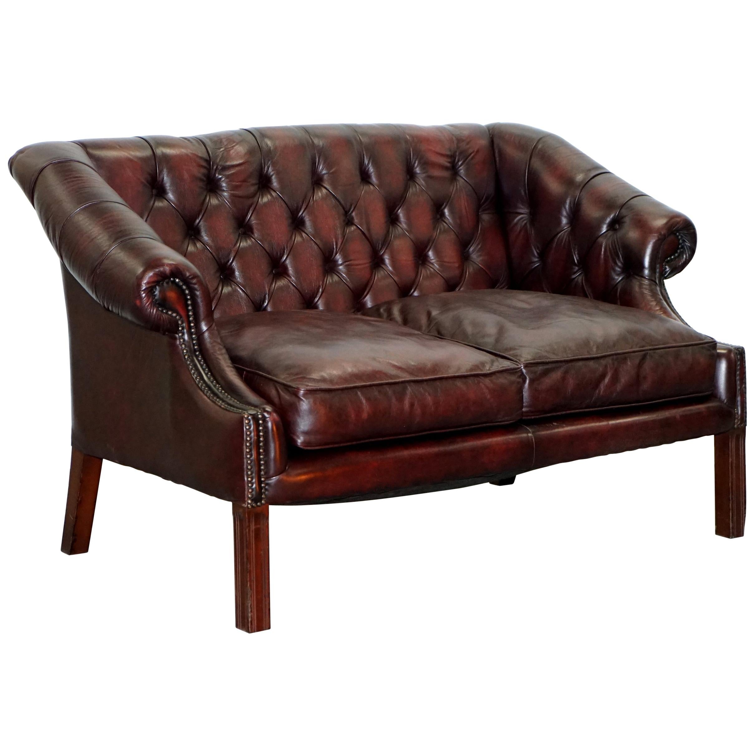 Chesterfield Lutyen's Style Viceroy's Oxblood Leather Two-Seat Sofa
