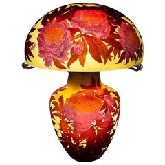 Émile Gallé "Pivoines" Glass Table Lamp