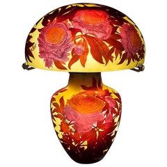  Émile Gallé "Pivoines" Glass Table Lamp 