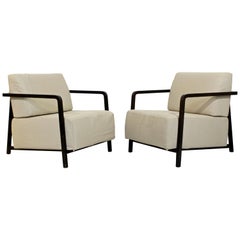 Vintage Contemporary Modern Pair of Lounge Armchairs by Calligaris Made in Italy