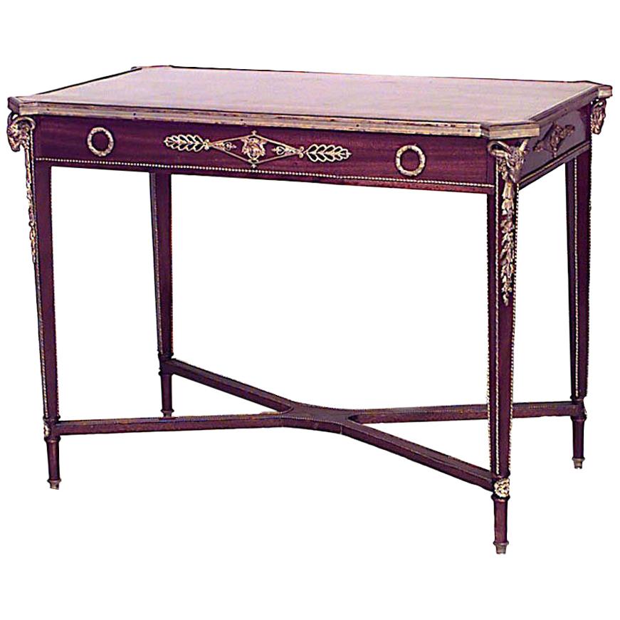 French Louis XVI Style Mahogany Table Desk For Sale