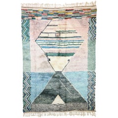 Contemporary Berber Moroccan Rug with Pastel Colors and Postmodern Memphis Style