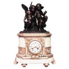 Pendule de cheminée française Louis XVI Cupidon