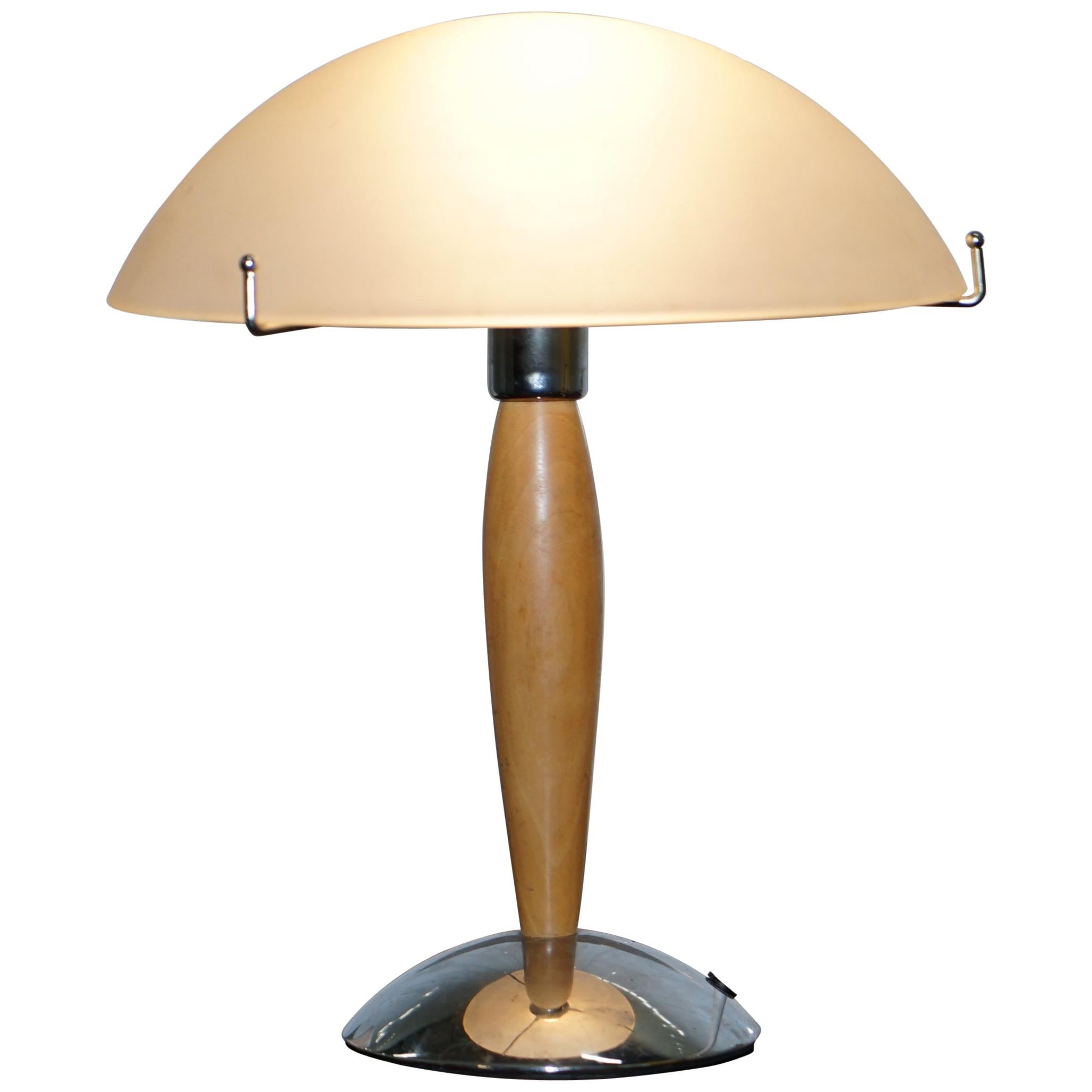 Cool MidCentury Modern Style Table Lamp with Opalescent Shade Chrome