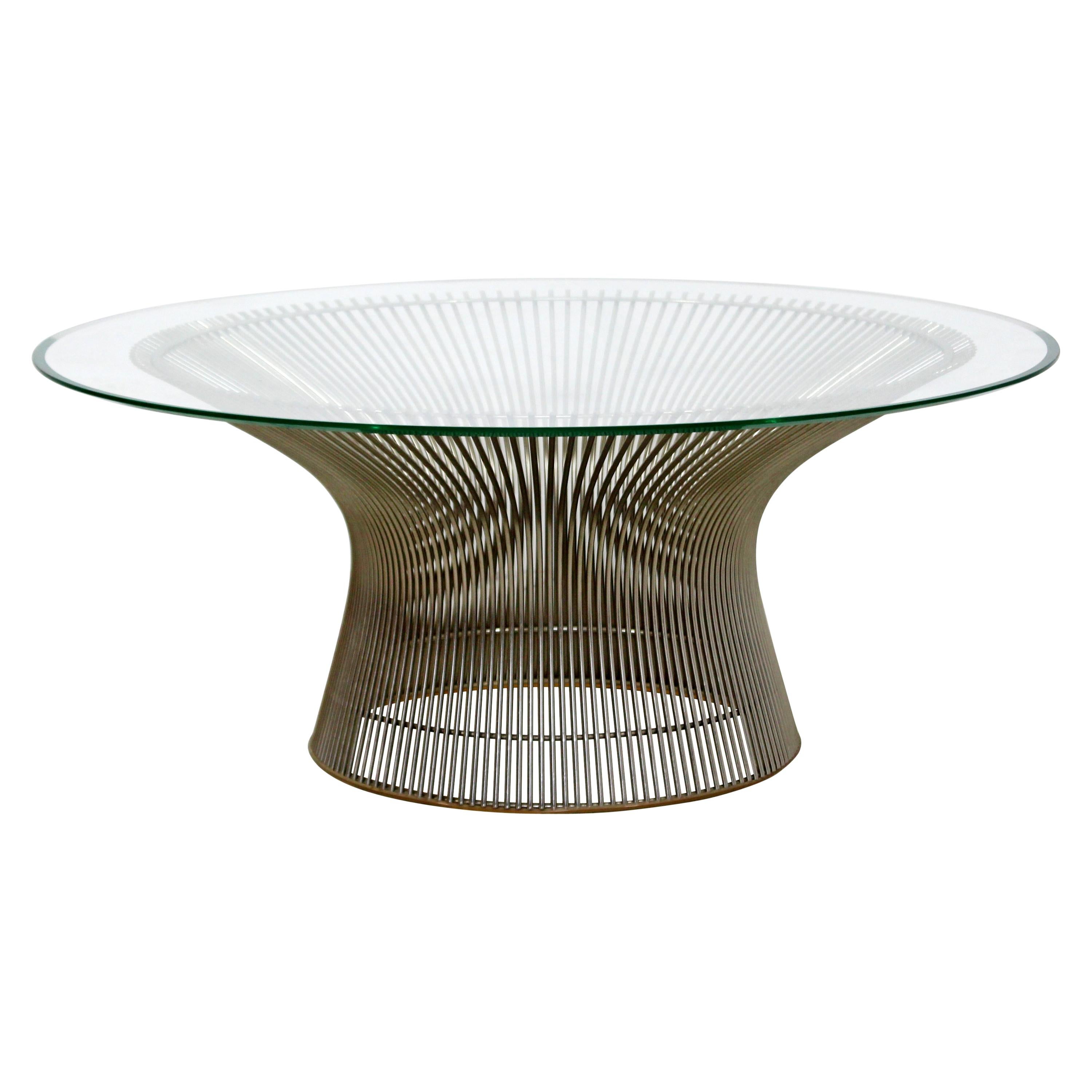 Mid-Century Modern Original Warren Platner Knoll Wire Glass Coffee Table, 1966