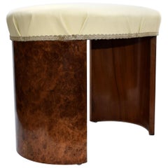 Art Deco Oval Shaped Stool in Figured Walnut, circa 1930