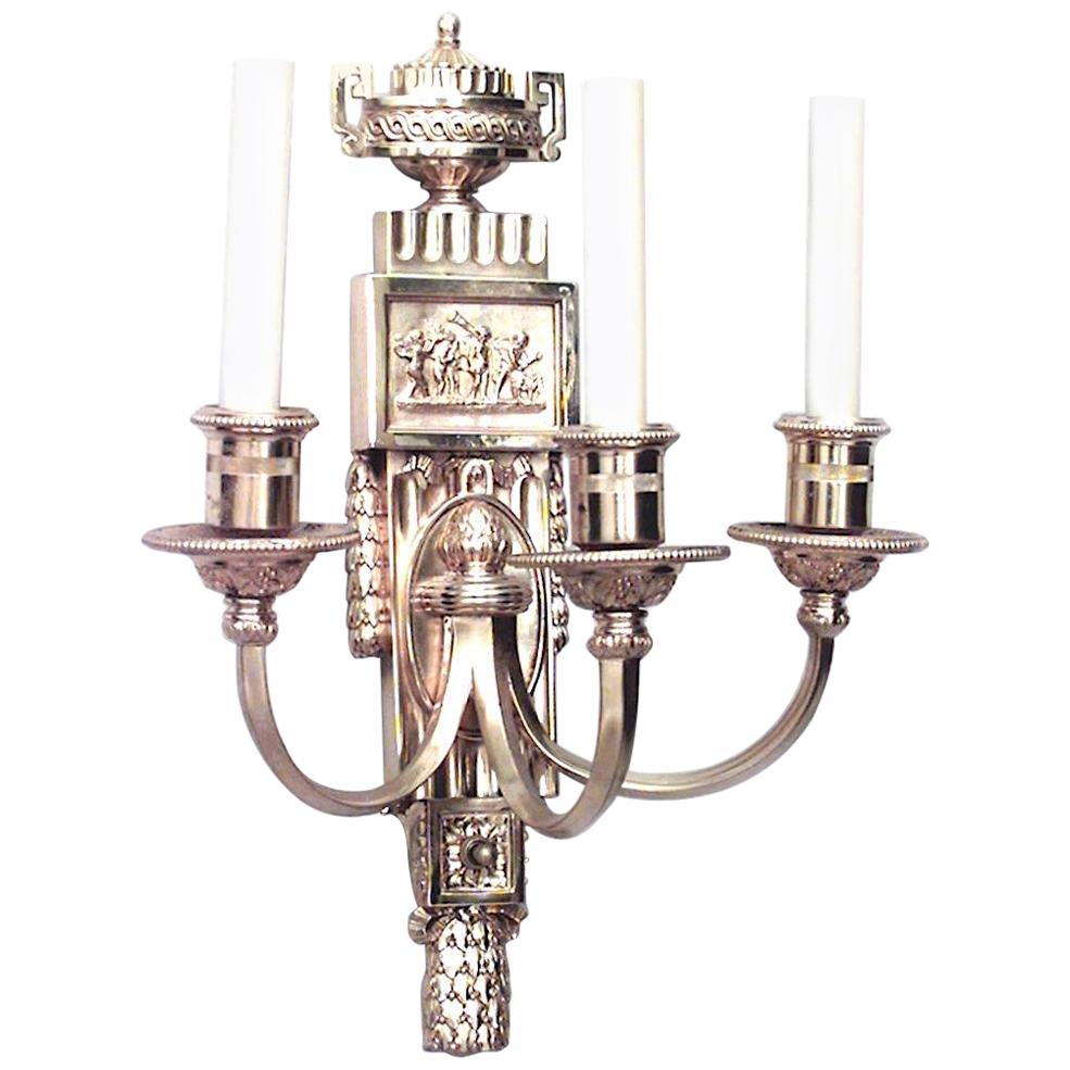 Caldwell English Adam Style Bronze Dore Wall Sconce For Sale