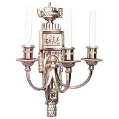 Antique Caldwell English Adam Style Bronze Dore Wall Sconce