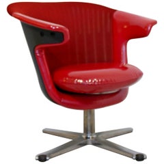 Contemporary Modern Steelcase i2i Ergonomic Swivel Office Armchair Red Vinyl