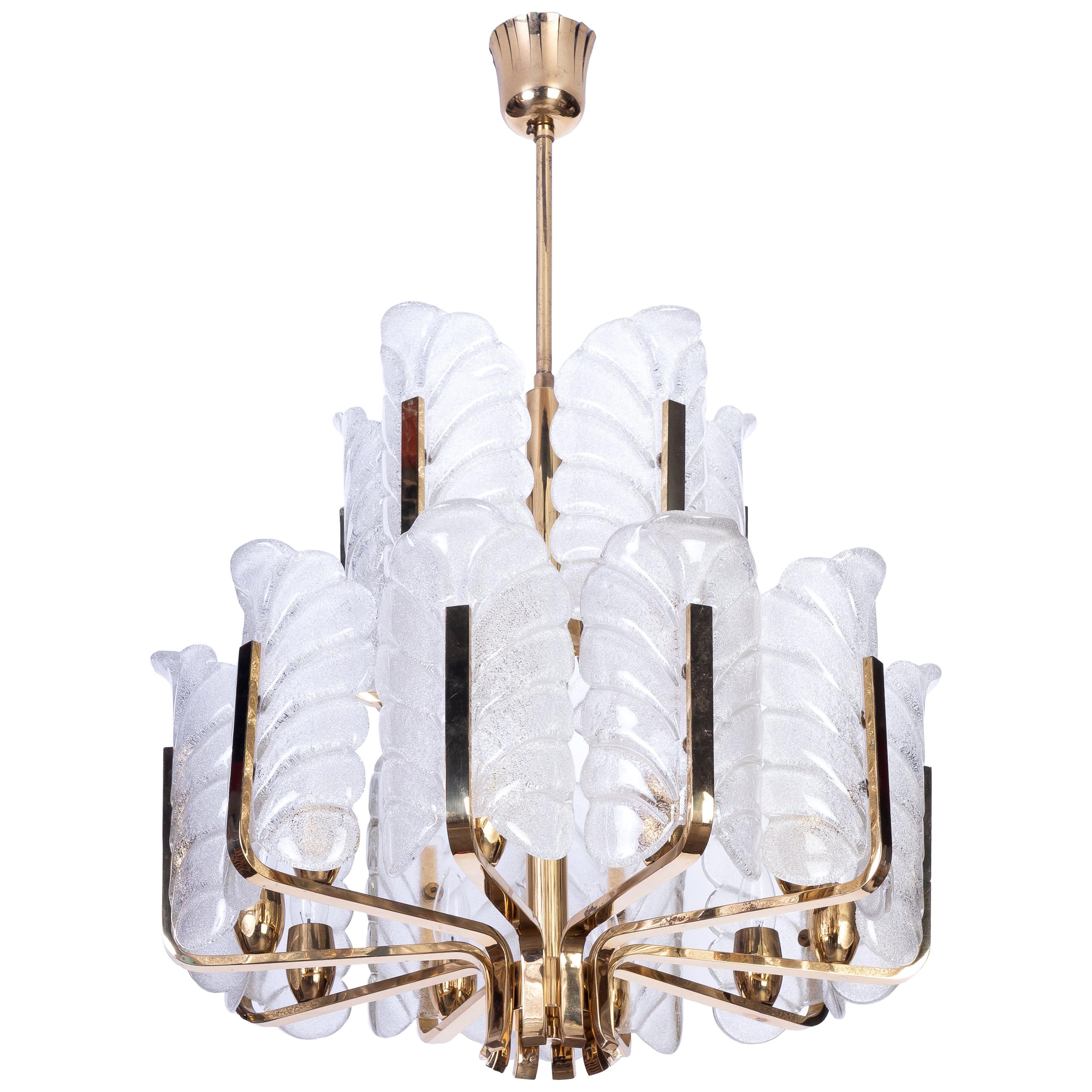 Exquisite Mid-Century Modernist Chandelier by Carl Fagerlund for Orrefors For Sale