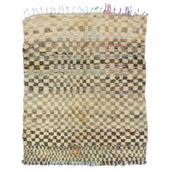 Used Moroccan Rug with Modern Cubism Style, Berber Moroccan Boucherouite Rug 