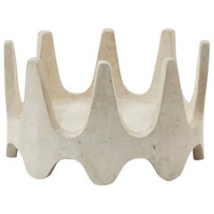 White Tessellated Stone "Crown" Fruit Bowl, 1990s