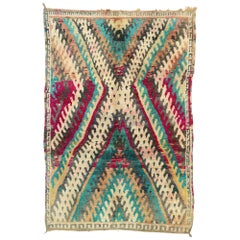 Vintage Moroccan Rug, Colorful Berber Moroccan Rug with Postmodern Memphis Style