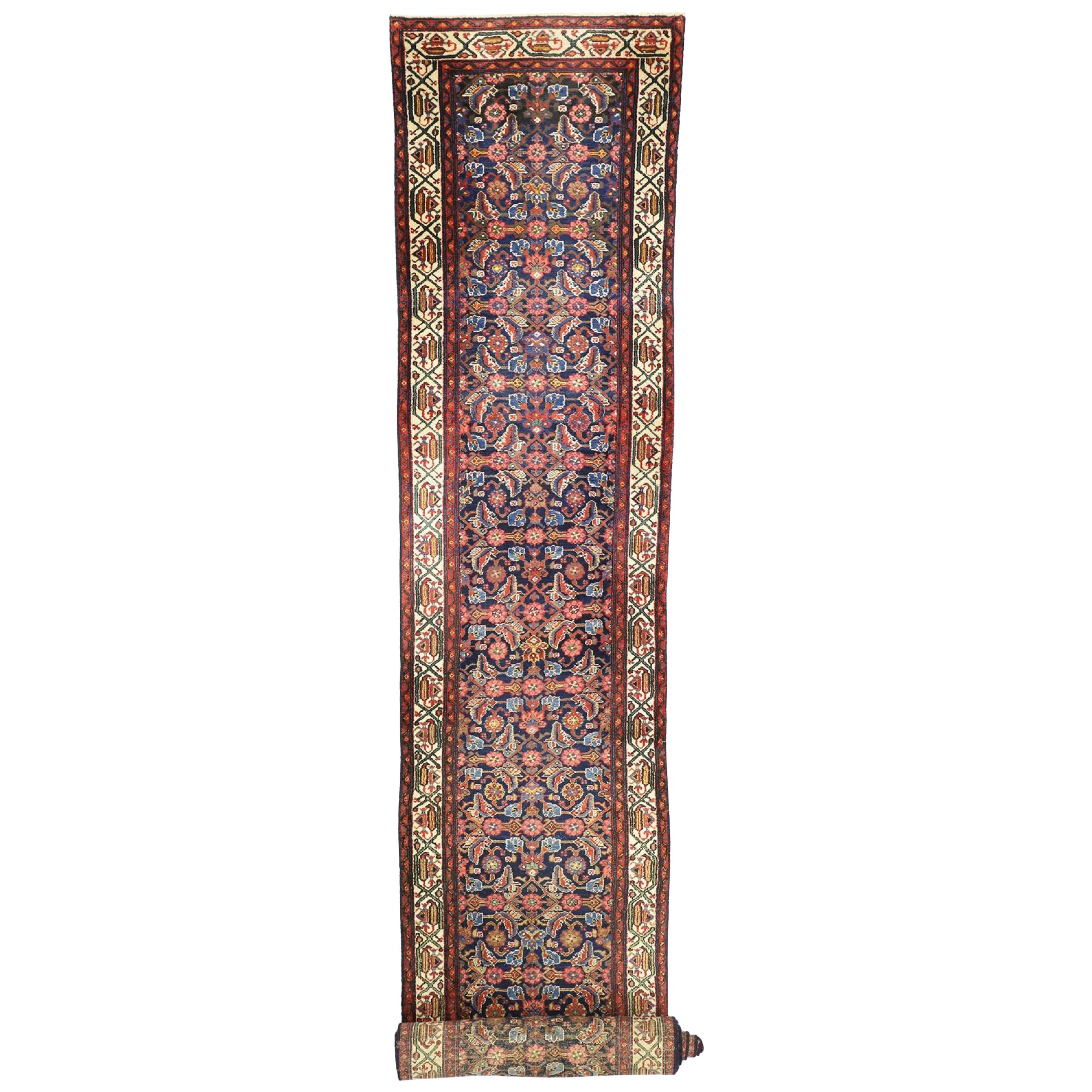 Antique Persian Malayer Runner with Victorian Style, Extra-Long Hallway Runner