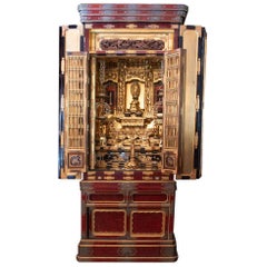 Japanese Large Finely Gilt Shrine with Temple