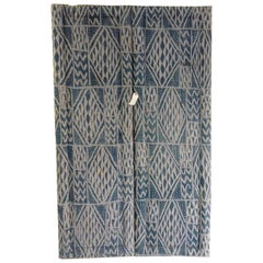 Vintage French Ikat Fabric Blue Screen Rug by Doris Leslie Blau