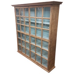 Antique Large Late 19th Century Bleached Oak Glazed Bookcase