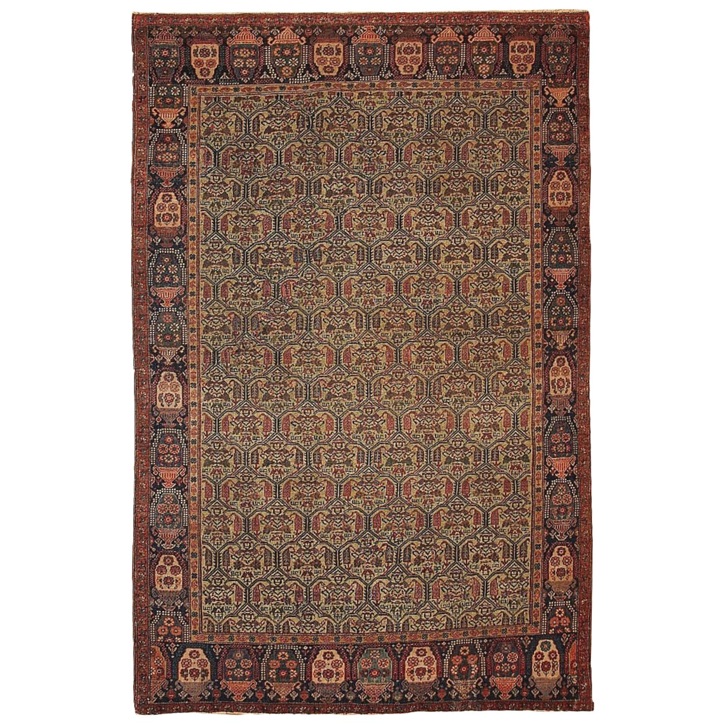 Handgefertigter antiker Teppich im Farahan-Stil, 1860er Jahre, 1B106 im Angebot