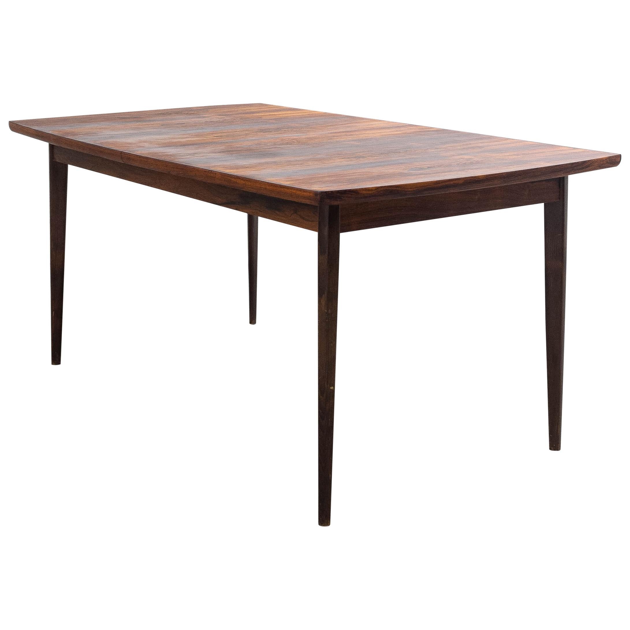 Midcentury Fredrik Kayser Rosewood Dining Table with 2 Extension Plates For Sale