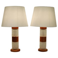 Pair of Teak and Glass Table Lamps from Sweden, 1960s