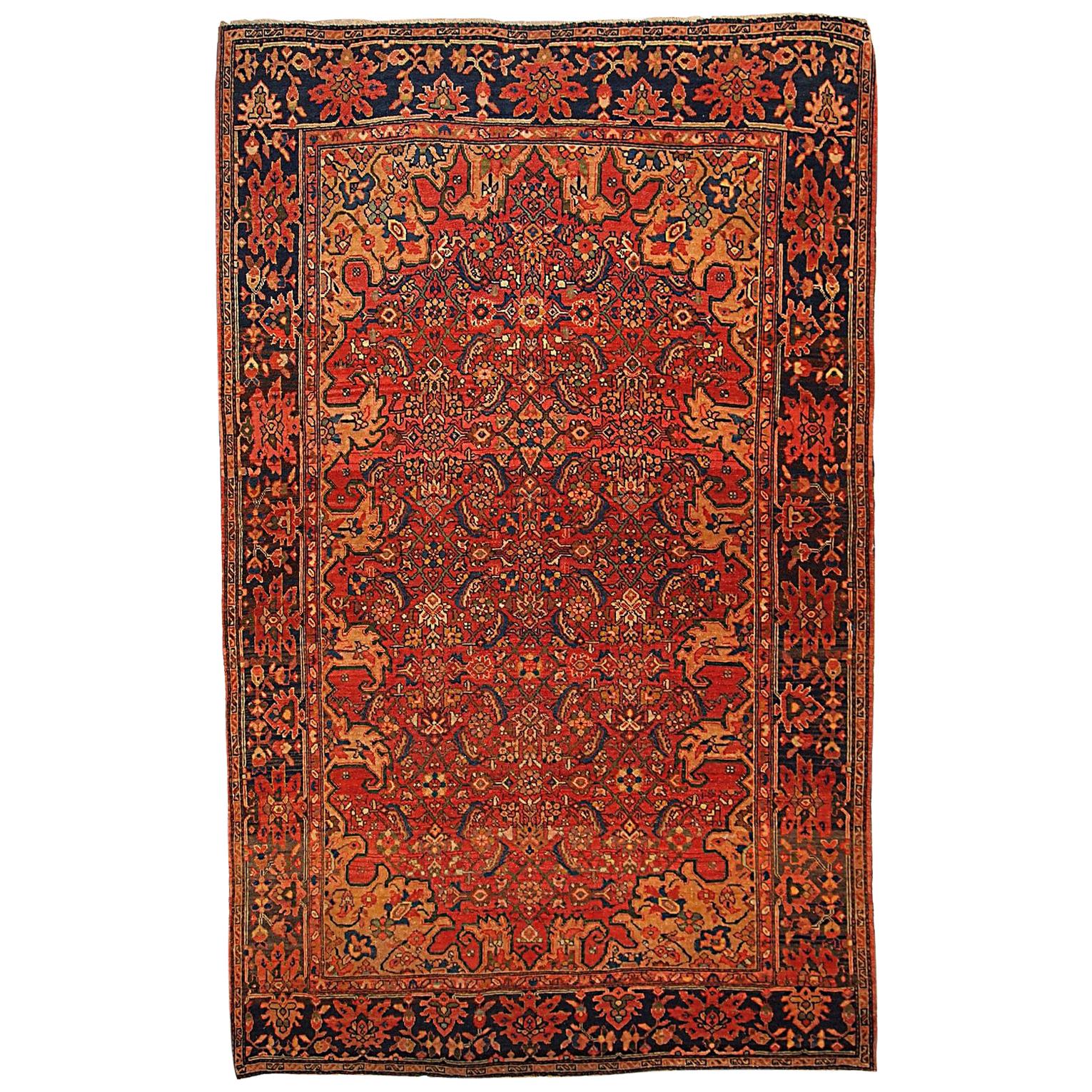 Handmade Antique Sarouk Farahan Style Rug, 1880s, 1B139 For Sale