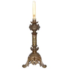 Rare chandelier gothique Pugin de 1820 en bronze massif converti religieux