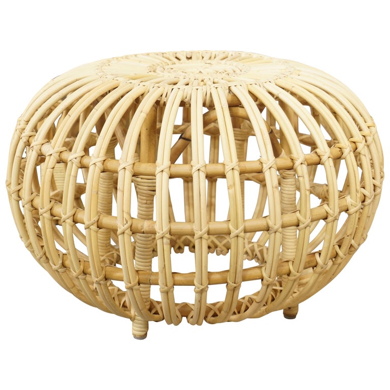 Franco Albini Design Large Rattan Ottoman For Sale at 1stdibs