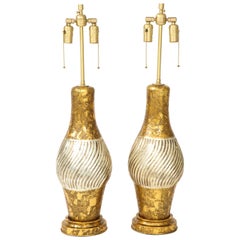 Used James Mont Style Gilded Porcelain Lamps