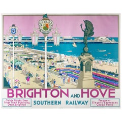 Brighton & Hove UK Rail Travel Poster, 1938, Kenneth Denton Shoesmith
