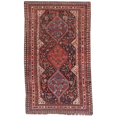 Handmade Antique Khamseh Style Rug, 1880s, 1B193