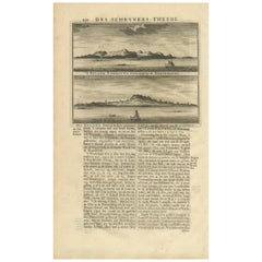 Impression ancienne des îles Cambayna et Solombo par Valentijn, 1726