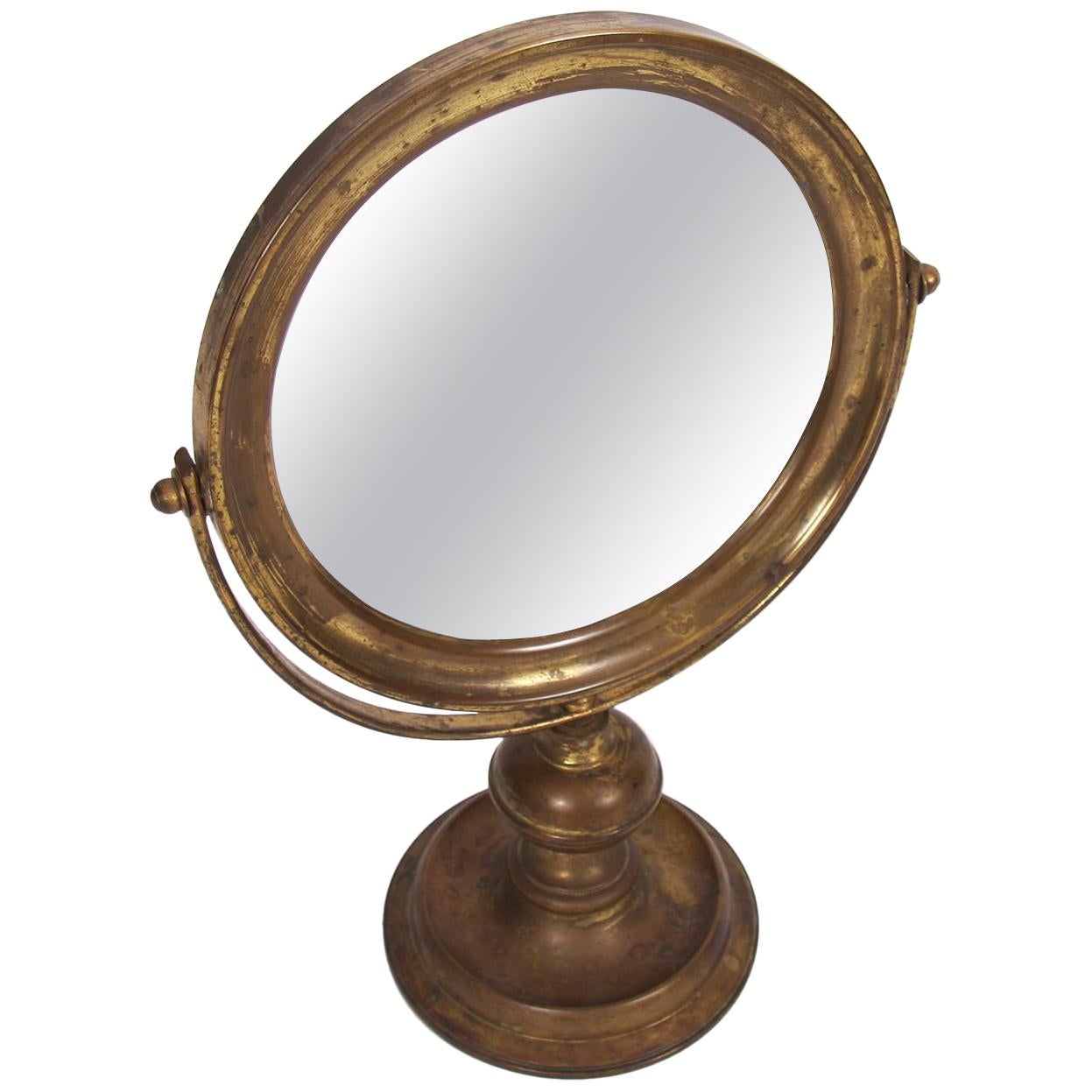 Circular Brass Vanity Mirror