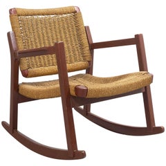 Vintage Midcentury Rare Hemp Woven Rocking Chair by Alf Sture