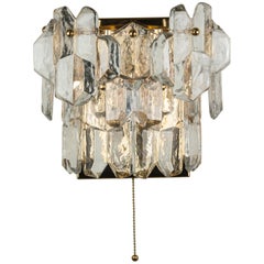 J.T. Kalmar Palazzo Gilted Brass Glass, Wall Lamp, circa 1970s