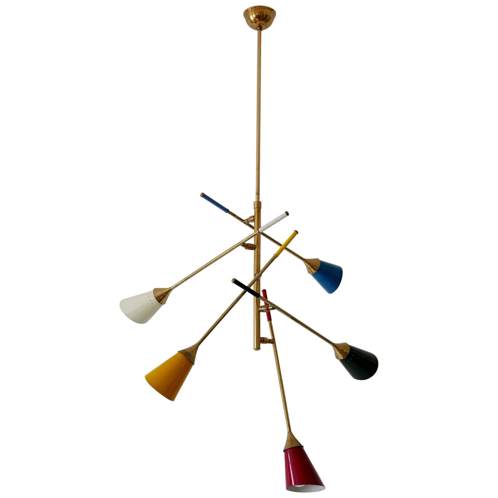 Midcentury 5-Arm Sputnik Chandelier or Pendant Lamp by Arredoluce, 1950s, Italy