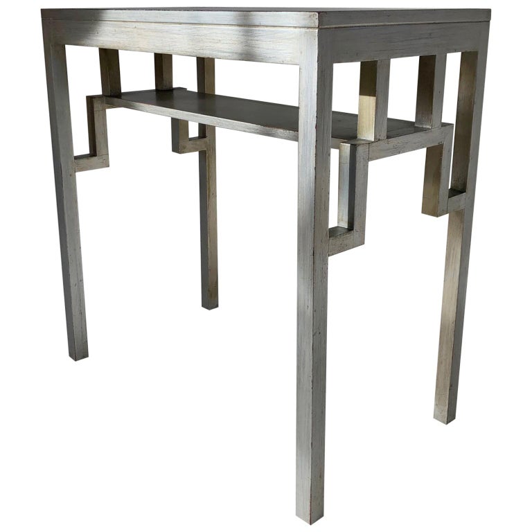 1920s To 1940s Japanesque Silvered Mirrored Console Table Or Desk