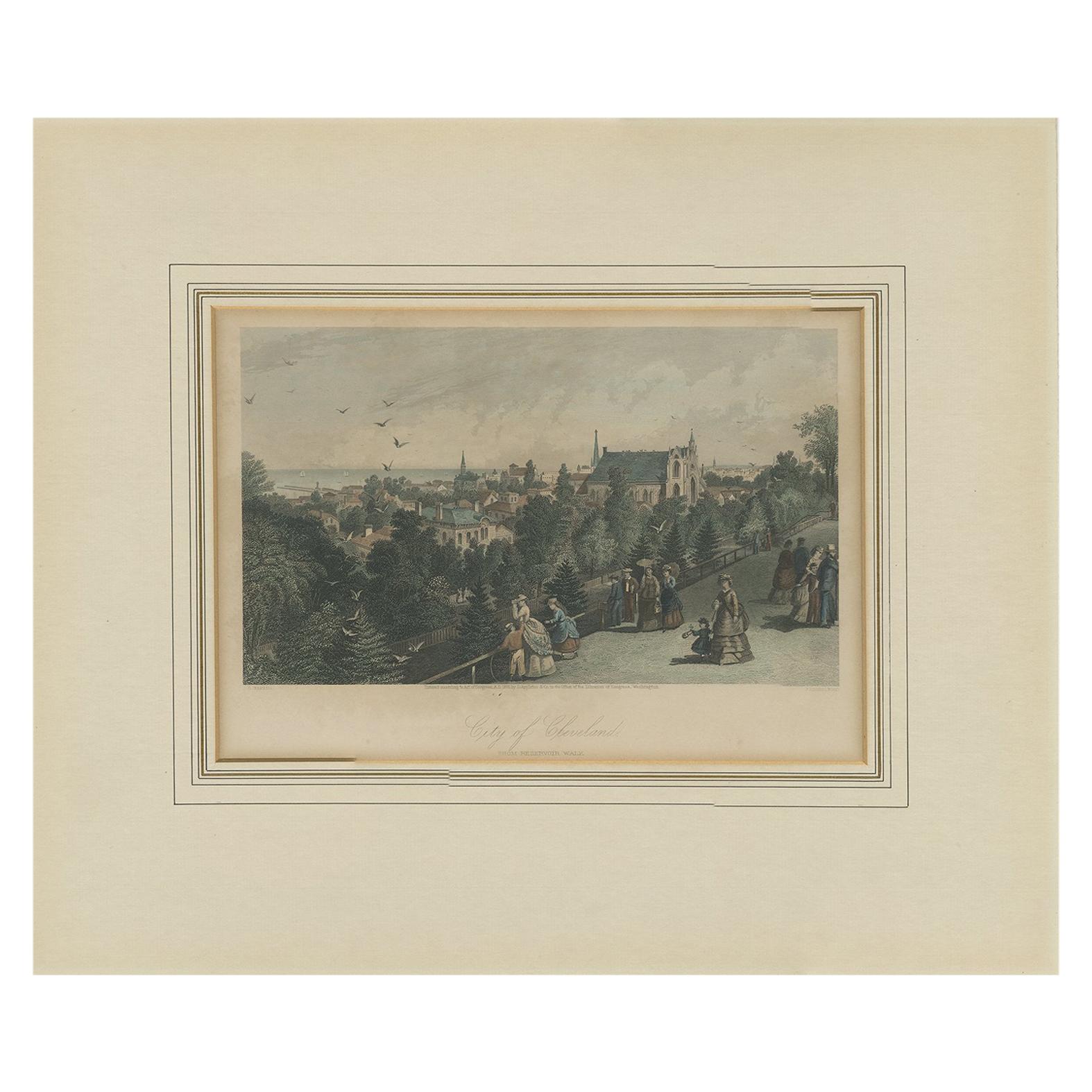 Antique Print of the City of Cleveland by Appleton, 1872 For Sale