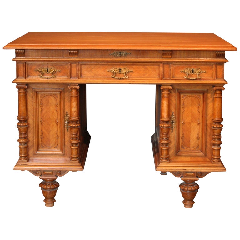 Small Antique French Grunderzeit Desk Kids Desk Oak And Walnut