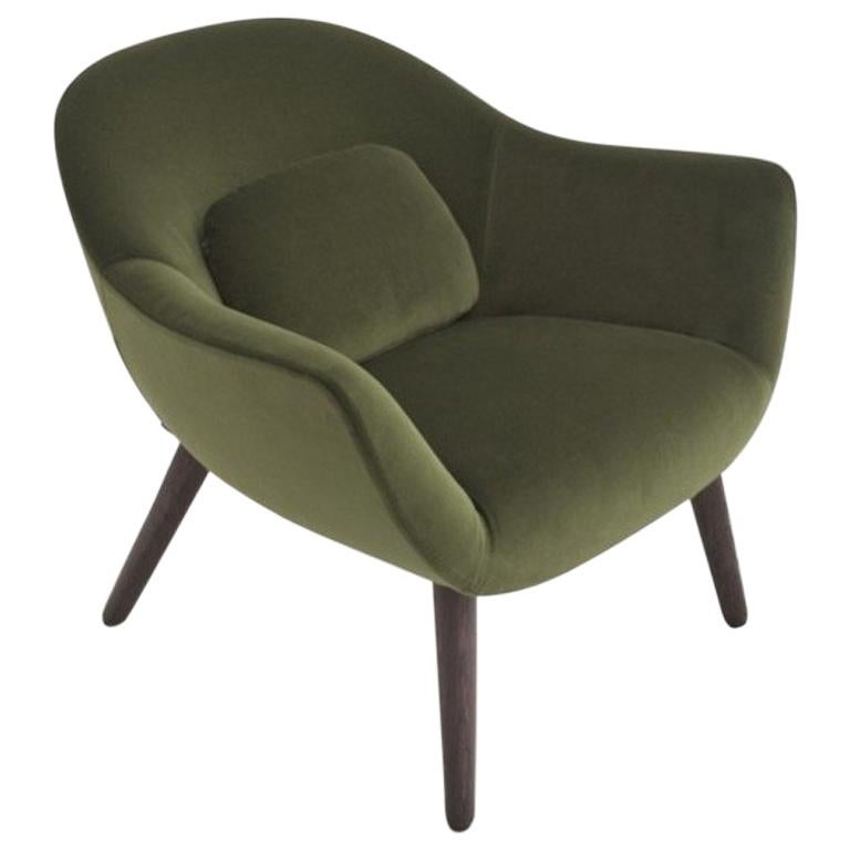 Poliform Mad Armchair by Marcel Wanders in Velvet or Fabric Covering & Wood Legs For Sale