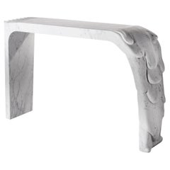 Sculptural Console "Evoluzione" in Satin White Solid Carrara Marble