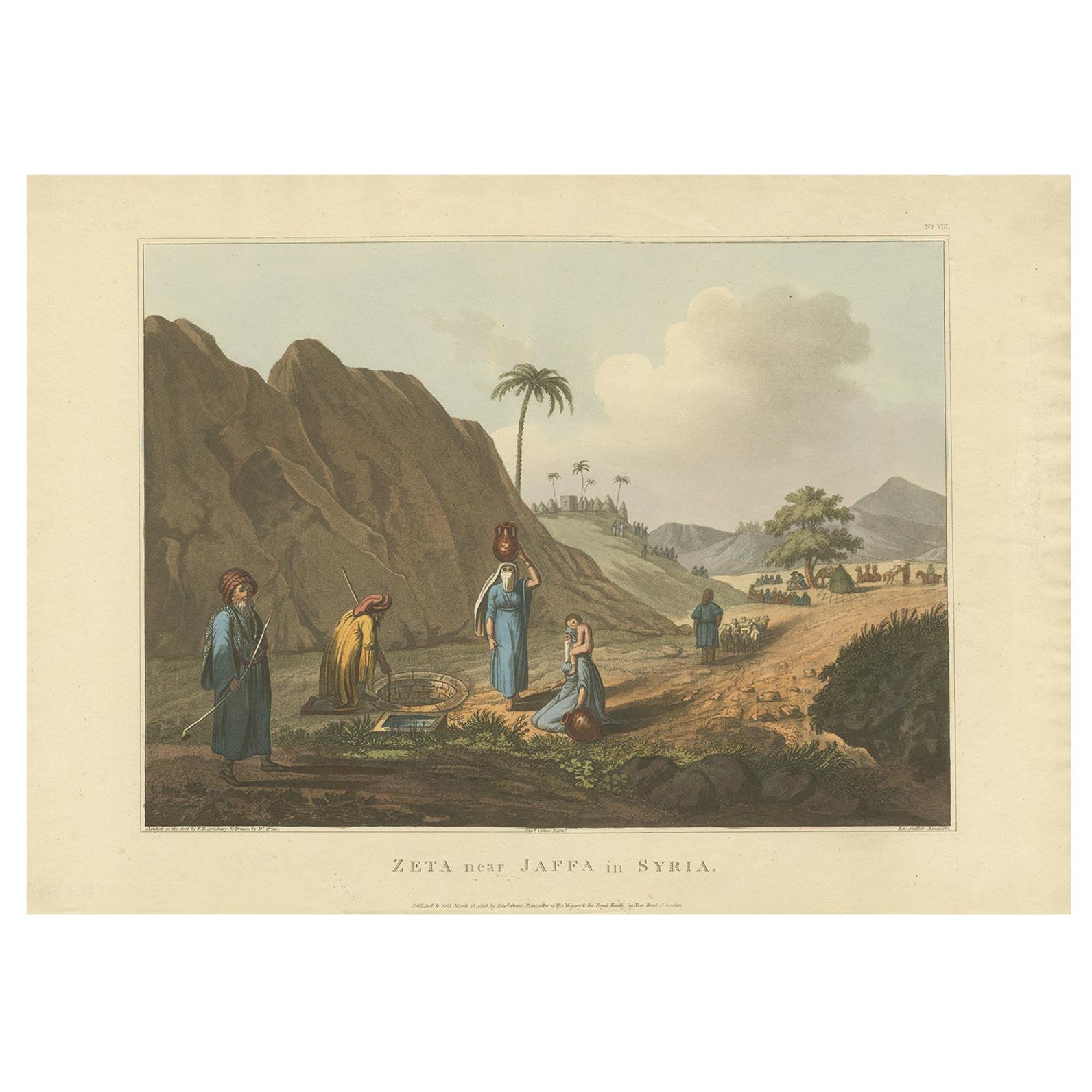 Antiker antiker Druck einer Szene aus Syrien von Spilsbury, 1803