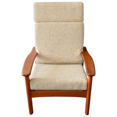 Danish Teak High Back Lounge Chair for Glostrup 1970s Danish Scandinavian Modern